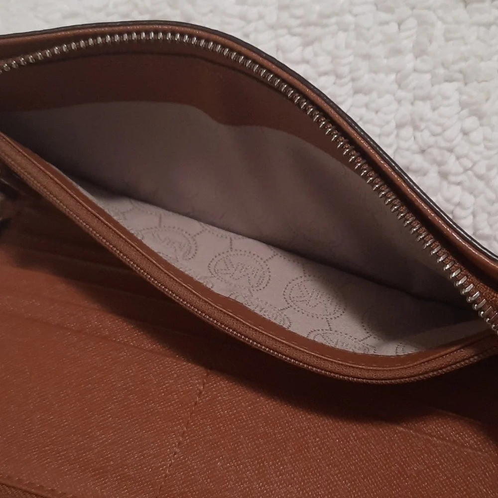 Michael Kors Brown Leather Wallet with Silver Accent